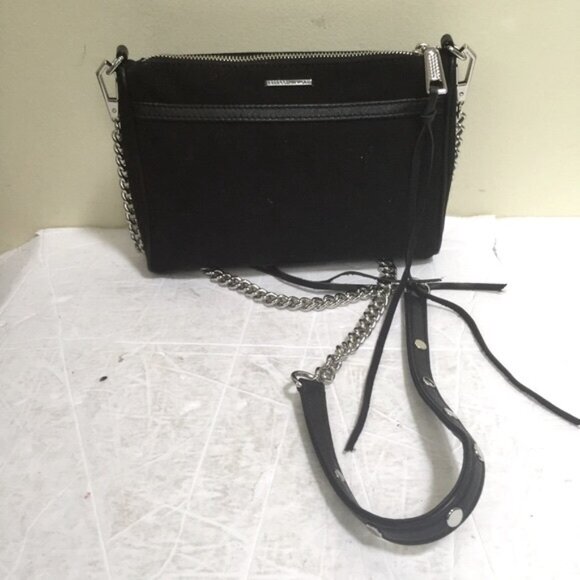 Rebecca Minkoff NEW Sequinned Mini Mac Leather Canvas Crossbody Shoulder Bag Zip - Picture 6 of 16